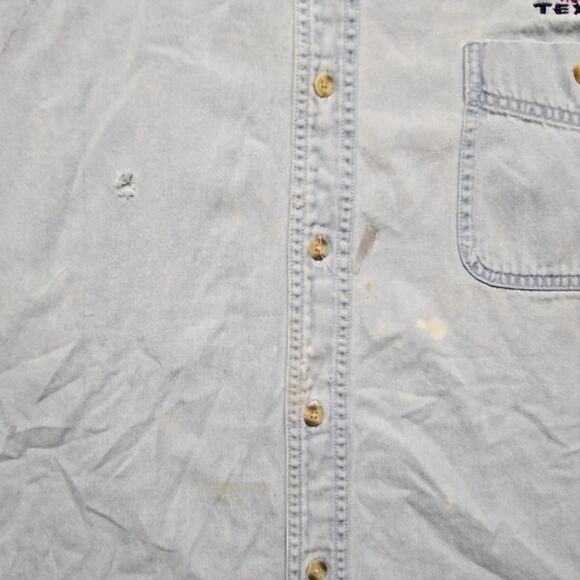 Vintage Texans Denim Shirt NFL Houston XL Light Wash Long Sleeve Button Up - Picture 3 of 10